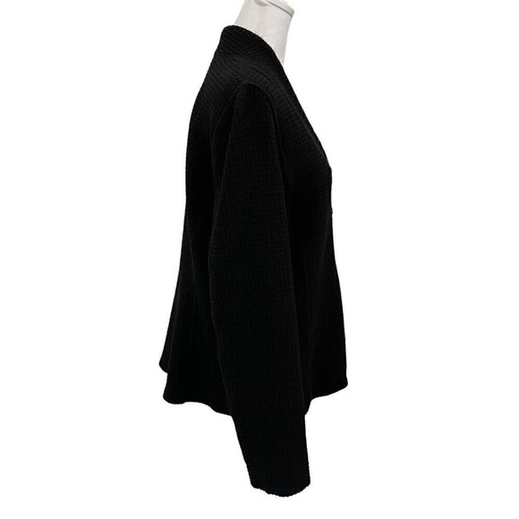 Eileen Fisher Waffle Knit Blazer Jacket Pocket Classic Black size Large - Picture 4 of 7